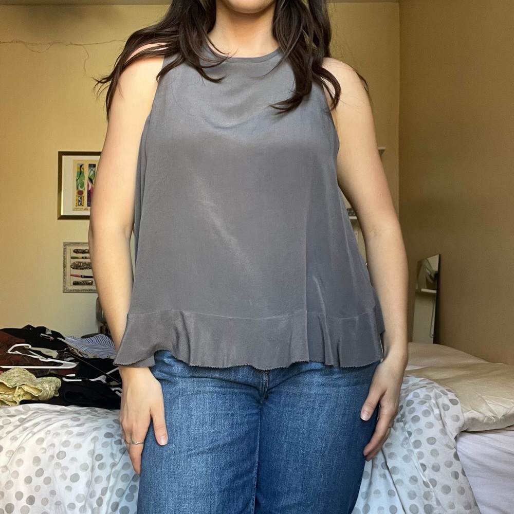 100% Silk Grey Madewell Tank Top/Blouse